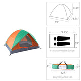 Waterproof 2 People Double Door Camping Hiking Dome Tent and Carry Bag